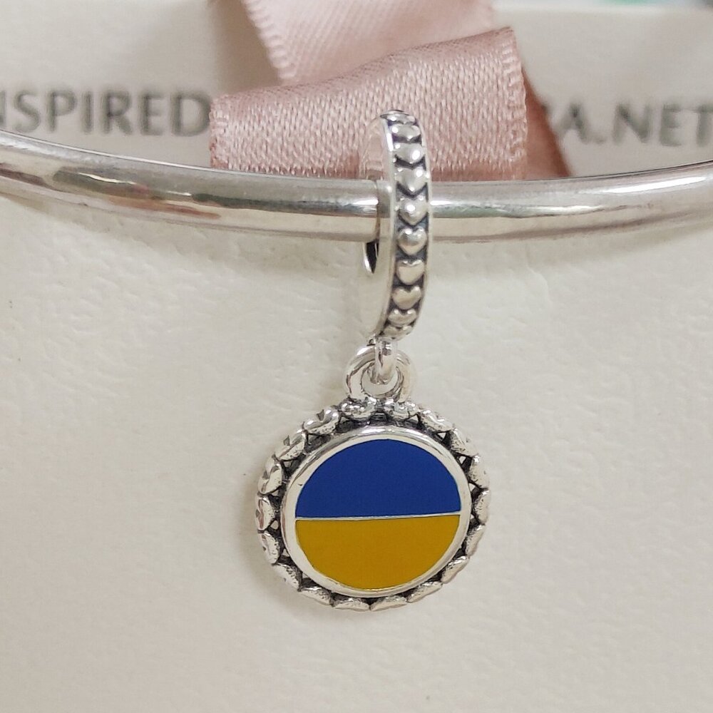 Pandora Ukraine Flag Dangle Charm Exclusive Travel Destination S925 Silver